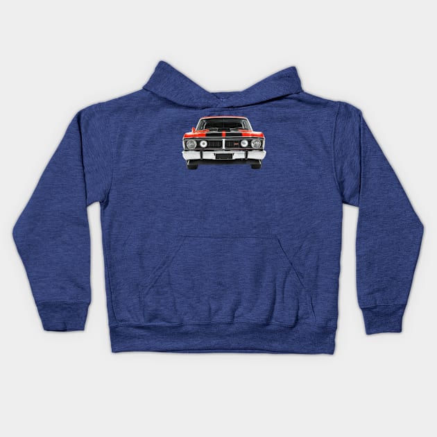 Ford Falcon XY GT in Red Kids Hoodie by Muscle Car Gifts